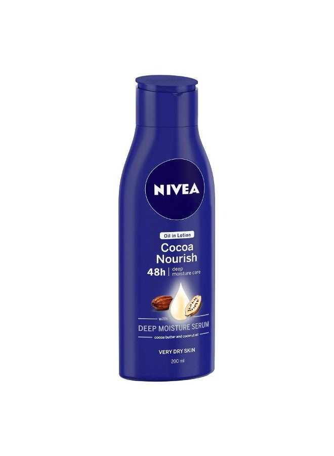 Nivea Cocoa Nourish Oil In Lotion, Pack of 3 (200ml, Dry Skin) - Image 3